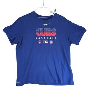 Nike Chicago Cubs Baseball Men's XL Graphic T-Shirt Blue Dri-Fit Short Sleeve